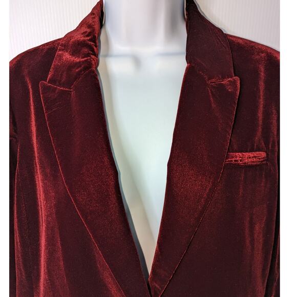 Pure Collection Velvet Blazer Wine Red One Button Jacket 8/10 Relaxed Fit - Picture 3 of 8